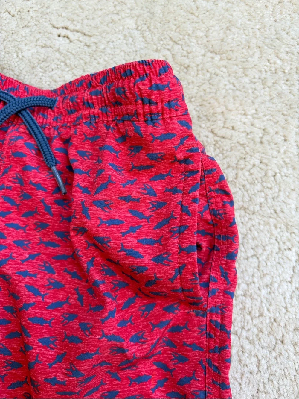 Vineyard Vines Size 5 Red Micro Fish Print Chappy Swim Trunks
